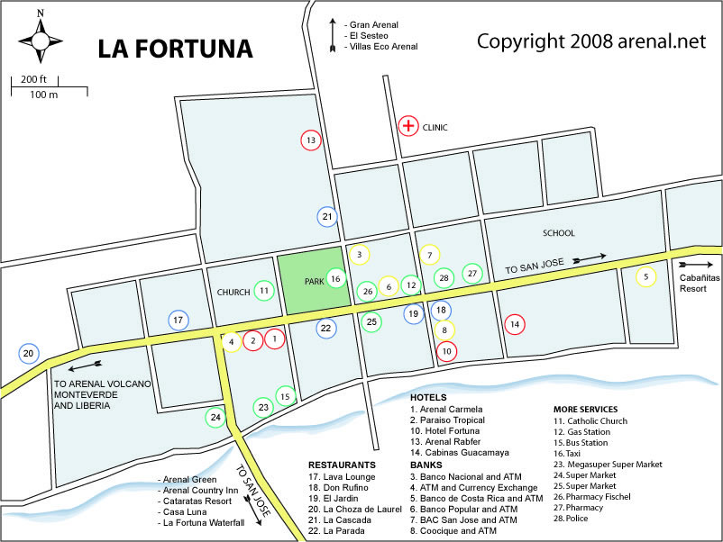 La Fortuna Costa Rica Map La Fortuna Costa Rica Map